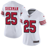 49ers 21/22 Sherman #25 White/Red/Black Women NFL Jersey