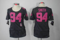 49ers 21/22 Smith #94 Black/Pink Women NFL Game Jersey
