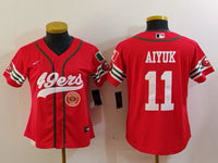 49ers 23/24 Aiyuk #11 Red/White Women NFL Baseball Style Jersey