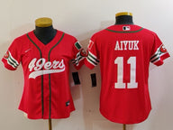 49ers 23/24 Aiyuk #11 Red/White Women NFL Baseball Style Jersey