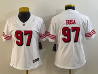 49ers 23/24 Bosa #97 White/Red/Black Women NFL Jersey