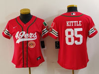 49ers 23/24 Kittle #85 Red/White Women NFL Baseball Style Jersey