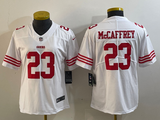 49ers 23/24 McCaffrey #23 White/Red Women NFL Jersey