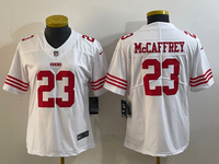 49ers 23/24 McCaffrey #23 White/Red Women NFL Jersey