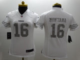 49ers 23/24 Montana #16 White/Gray Women NFL Jersey