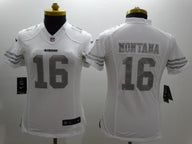 49ers 23/24 Montana #16 White/Gray Women NFL Jersey