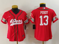 49ers 23/24 Purdy #13 Red/White Women NFL Baseball Style Jersey