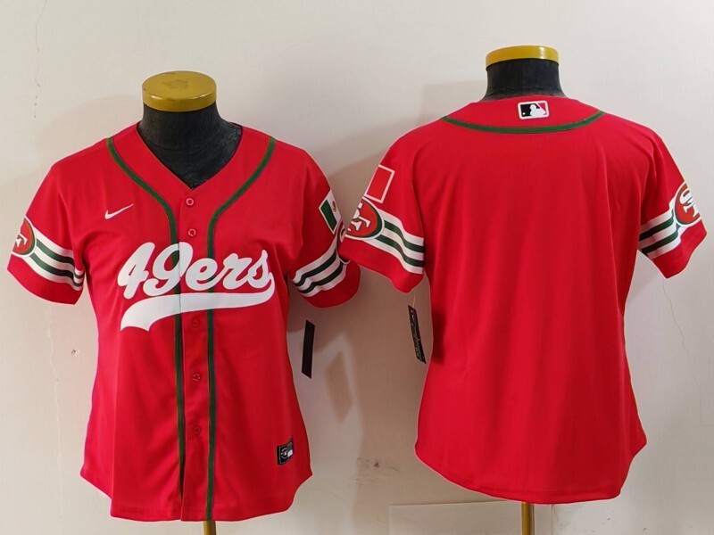 49ers 23/24 Red/White Women NFL Baseball Style Jersey