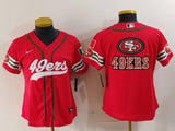 49ers 23/24 Red/White Women NFL Baseball Style Jersey