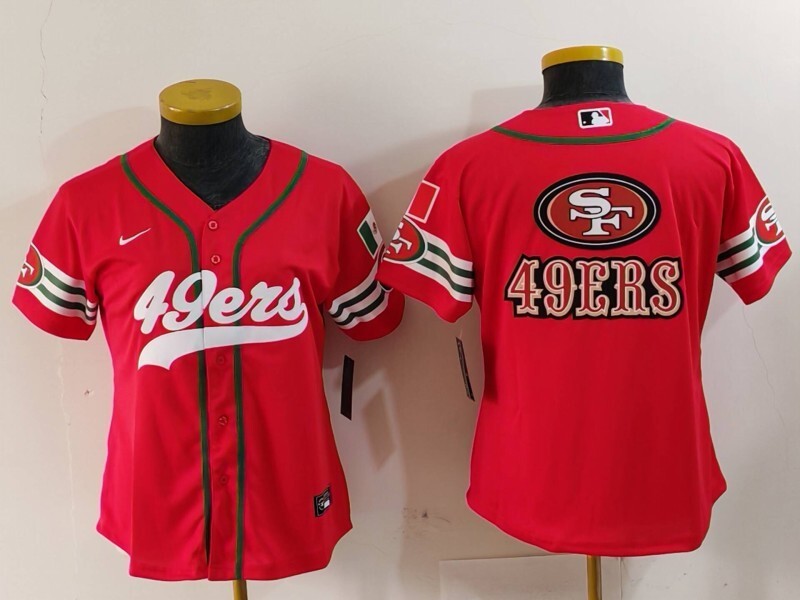 49ers 23/24 Red/White Women NFL Baseball Style Jersey