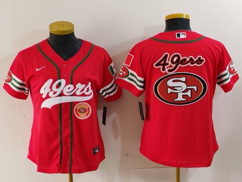 49ers 23/24 Red/White Women NFL Baseball Style Jersey