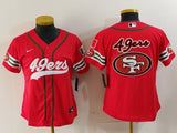 49ers 23/24 Red/White Women NFL Baseball Style Jersey