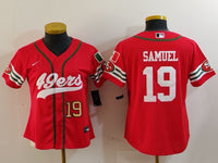 49ers 23/24 Samuel #19 Red/White Women NFL Baseball Style Jersey