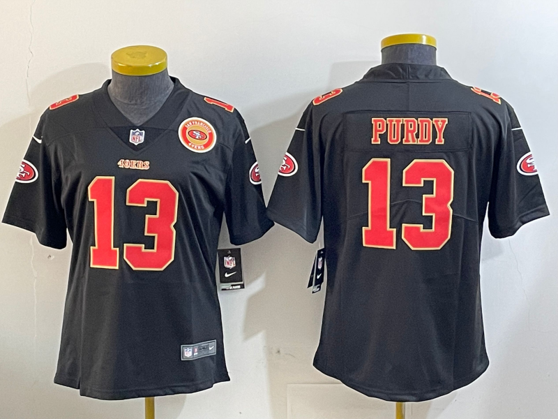 49ers 24/25 Purdy #13 Black/Red/Yellow Women NFL Jersey