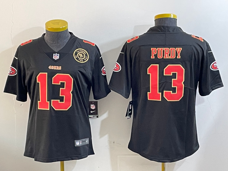 49ers 24/25 Purdy #13 Black/Red/Yellow Women NFL Jersey