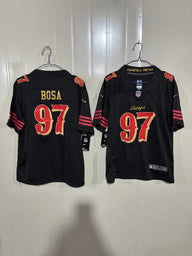 49ers 25/26 Bosa #97 Black/Gold Game Kids Jersey