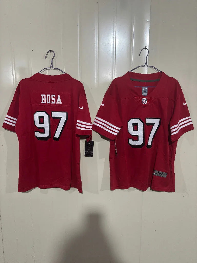 49ers 25/26 Bosa #97 Red Game Kids Jersey