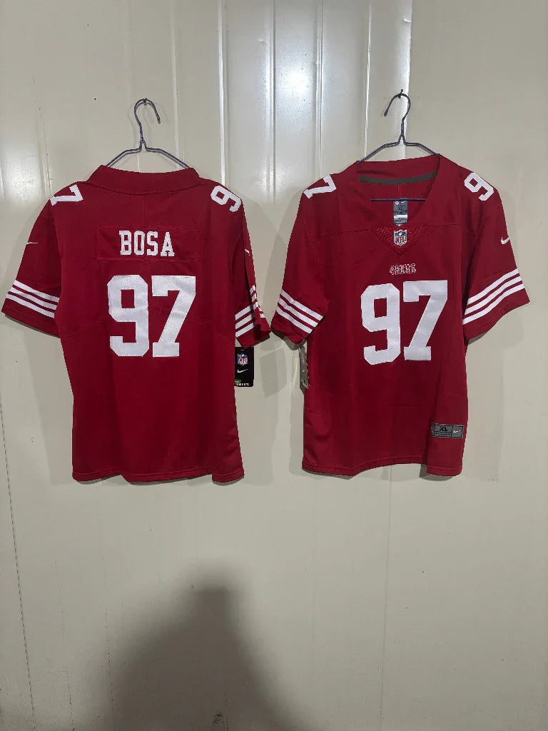 49ers 25/26 Bosa #97 Red Game Kids Jersey