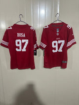 49ers 25/26 Bosa #97 Red Game Kids Jersey