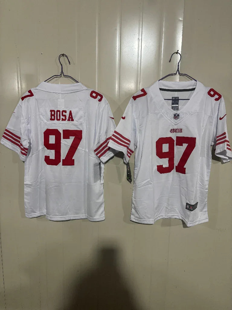 49ers 25/26 Bosa #97 White Game Kids Jersey