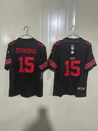 49ers 25/26 Jennings #15 Black Game Kids Jersey