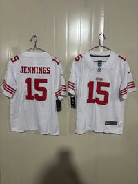 49ers 25/26 Jennings #15 White Game Kids Jersey