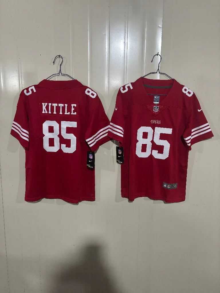 49ers 25/26 Kittle #85 Red Game Kids Jersey