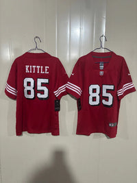 49ers 25/26 Kittle #85 Red Game Kids Jersey