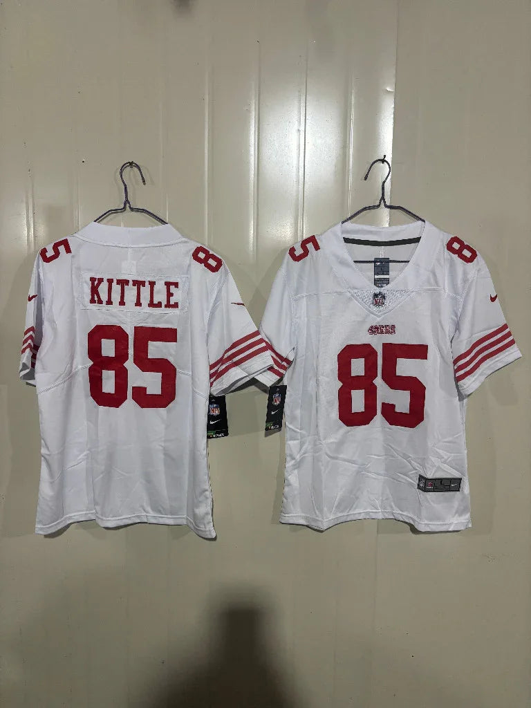 49ers 25/26 Kittle #85 White Game Kids Jersey