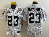 49ers 25/26 McCaffrey #23 Black/Red/Yellow Women NFL Jersey