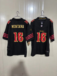 49ers 25/26 Montana #16 Black Jersey