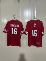 49ers 25/26 Montana #16 Red Game Kids Jersey
