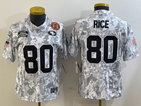 49ers 25/26 Rice #80 Black/Red/Yellow Women NFL Jersey