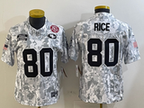 49ers 25/26 Rice #80 Black/Red/Yellow Women NFL Jersey
