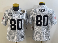 49ers 25/26 Rice #80 Black/Red/Yellow Women NFL Jersey