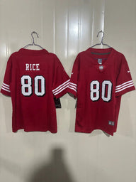 49ers 25/26 Rice #80 Red Game Kids Jersey