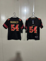 49ers 25/26 Warner #54 Black/Gold Game Kids Jersey