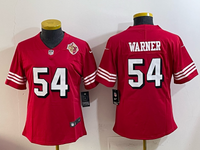 49ers 25/26 Warner #54 Red/White/Black Women NFL Jersey