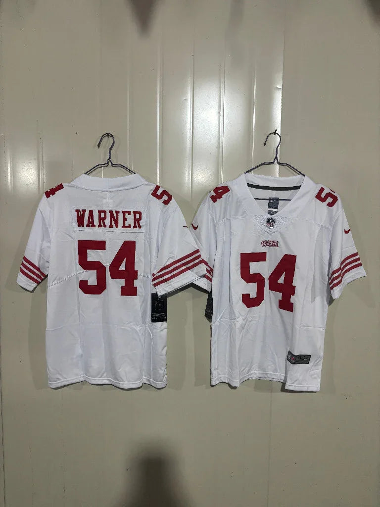 49ers 25/26 Warner #54 White Game Kids Jersey