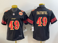 49ers 26/27 Faithful #49 Black/Red/Yellow Women NFL Jersey