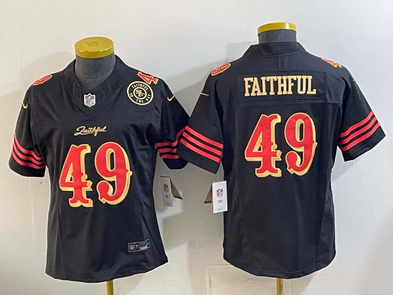 49ers 26/27 Faithful #49 Black/Red/Yellow Women NFL Jersey