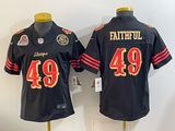 49ers 26/27 Faithful #49 Black/Red/Yellow Women NFL Jersey