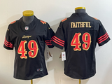 49ers 26/27 Faithful #49 Black/Red/Yellow Women NFL Jersey