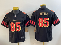 49ers 26/27 Kittle #85 Black/Red/Yellow Women NFL Jersey