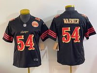 49ers 26/27 Warner #54 Black/Red/Yellow Women NFL Jersey