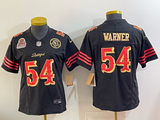 49ers 26/27 Warner #54 Black/Red/Yellow Women NFL Jersey