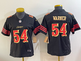 49ers 26/27 Warner #54 Black/Red/Yellow Women NFL Jersey
