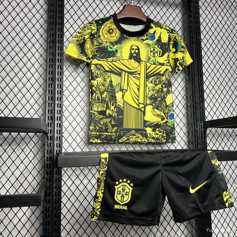 Kids Brazil Christ The Redeemer Yellow Concept Jersey - Concept Kits