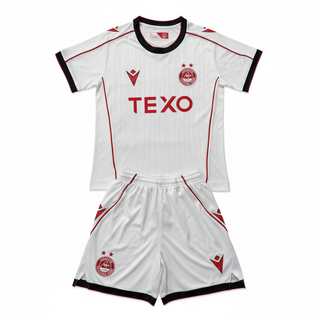 Aberdeen 26/27 White/Black/Red Trim Away Kids Jersey Set