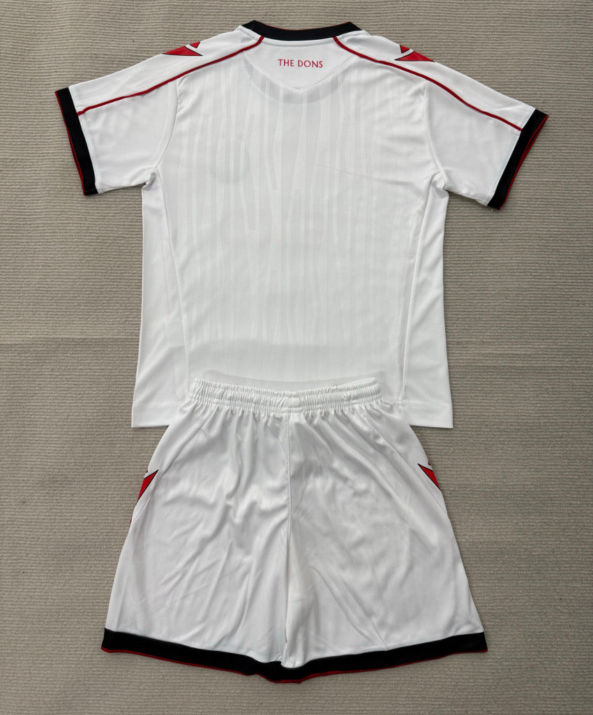 Aberdeen 26/27 White/Black/Red Trim Away Kids Jersey Set